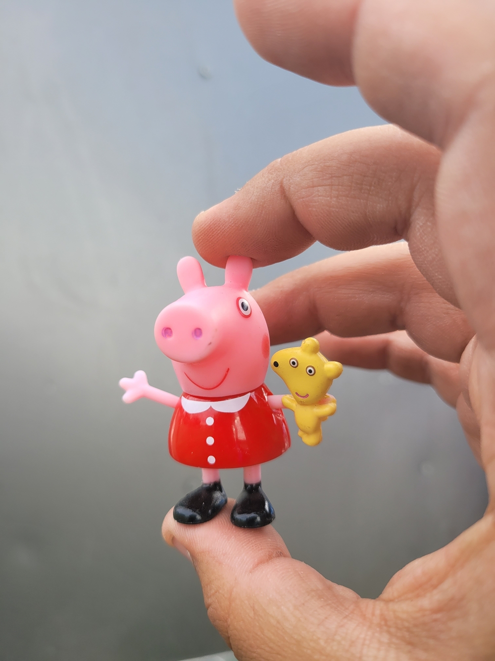 Peppa Pig Holding Mini Teddy Bear Figure 2.25" Tall Toy